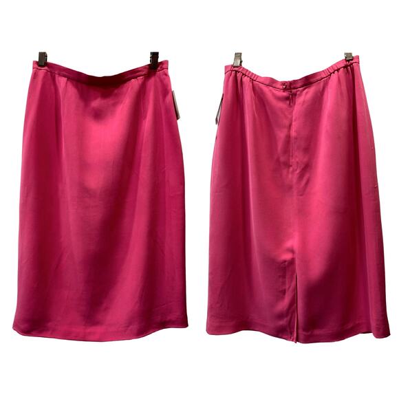Vintage 90s Y2K NWT Bloomingdale's Pink Silk Pencil Skirt | 10 W 28 - 31" - Picture 7 of 10